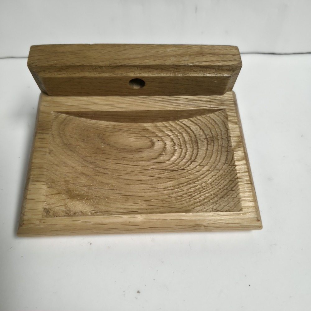 Vintage Oak Wood Wall Mount Soap Dish Holder Handcrafted Hardwood Bathroom Tray
